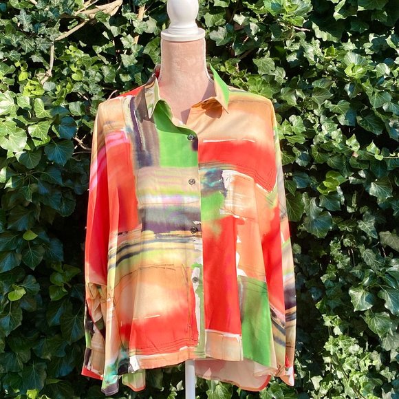 NWT NATORI Hikaru Cotton Silk Caftan Oversize Shirt - Picture 3 of 7